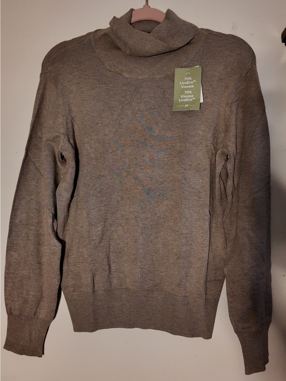 Classic Taupe Turtleneck Sweater - Lightweight Viscose Blend
